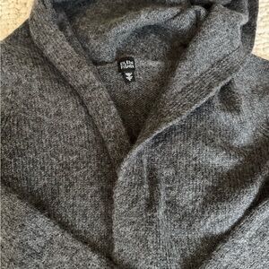 Eileen Fisher Gray Hoodie, With Rolled Hems, Wool and Mowhair, Size Small.